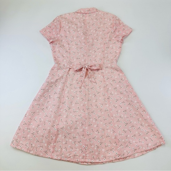 ModCloth cotton floral dress Daytime Dynamo Dress Pink Gingham White Daisy Large - Picture 12 of 16